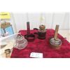 Image 1 : Assorted Antique and Vintage Kerosene Lamp Parts Including Wall Bracket Lamps and Glass Chimneys