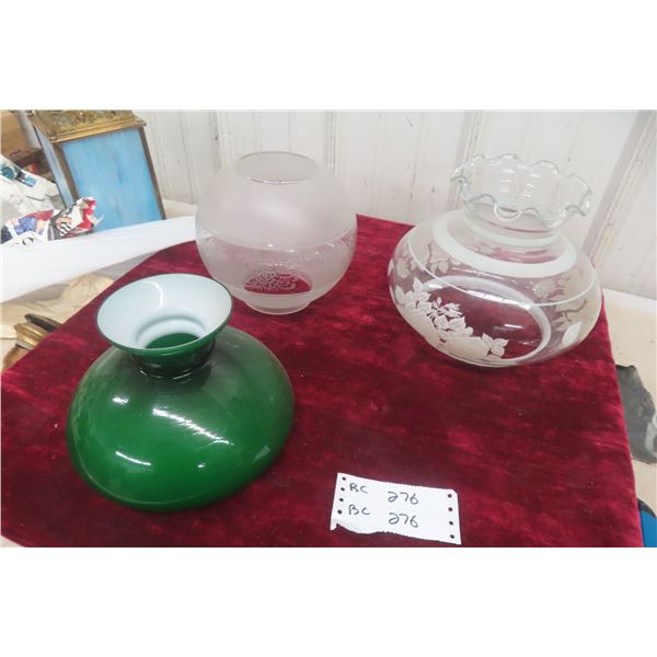 Three Lamp Shades, Base Diameters 6 1/2", 4", and 7"