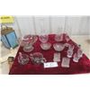 Image 1 : Cream and Sugar Set with Decanter and Bowls, Cut and Etched Glass