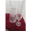 Image 7 : Cream and Sugar Set with Decanter and Bowls, Cut and Etched Glass