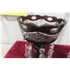 Image 3 : Pair Of Bohemian Ruby Glass Mantel Lusters With Prisms