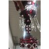 Image 9 : Pair Of Bohemian Ruby Glass Mantel Lusters With Prisms