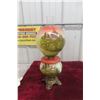 Image 1 : Gone With The Wind Style Coal Oil Lamp With Cabin Scene And Footed Brass