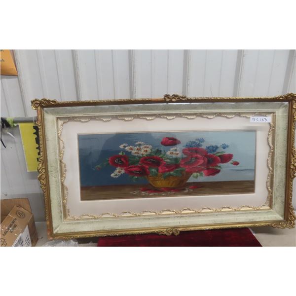 Framed Peti Point Picture, Approx. 22" x 41"