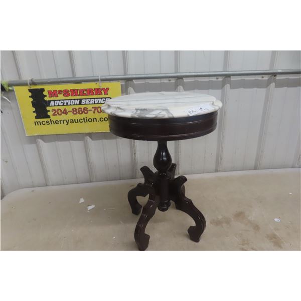 Marble-Top Stand, Approx. 19" High With 14" Diameter Top