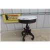 Image 1 : Marble-Top Stand, Approx. 19" High With 14" Diameter Top