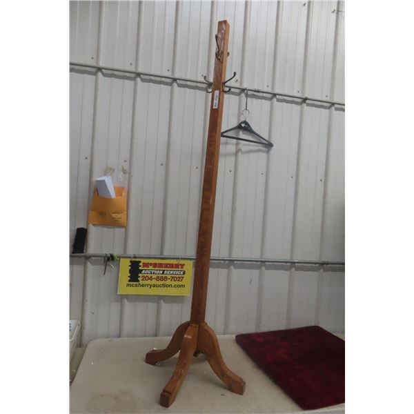 Oak Coat Tree 1/4 Cut With Original Hooks