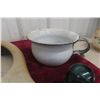 Image 2 : 2 x Chamber Pots - One is Enaml, other is Stoneware - Old Curling Iron