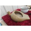Image 3 : 2 x Chamber Pots - One is Enaml, other is Stoneware - Old Curling Iron