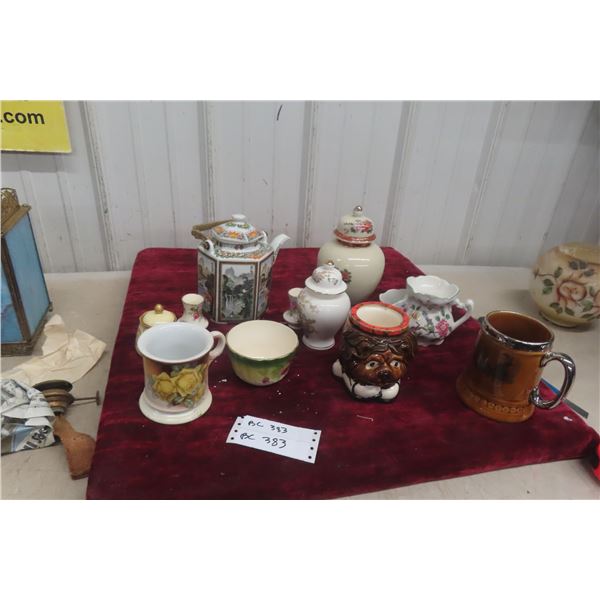 Tea Pots, Urn, Shaving Mug, Vases, Mugs, and More