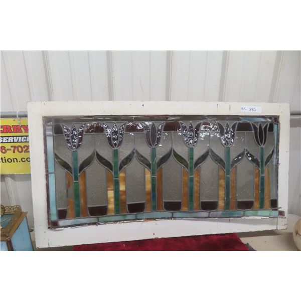 Stained Glass Window With Multicolor Panels, Not Great Condition