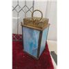 Image 3 : Lead Glass Panel With Hanging Brass Chandelier Light, Approx. 14" x 25"