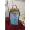 Image 4 : Lead Glass Panel With Hanging Brass Chandelier Light, Approx. 14" x 25"