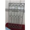 Image 8 : Lead Glass Panel With Hanging Brass Chandelier Light, Approx. 14" x 25"