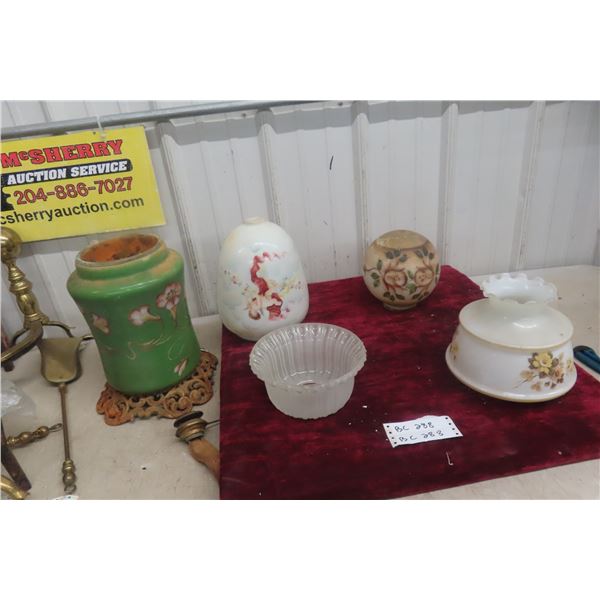 Assorted Lamp Parts Including Shade And Globe