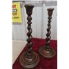 Image 2 : Four Antique Oak Candlesticks