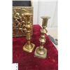 Image 7 : Four Brass Candliers With Ornate Brass Magazine Stand