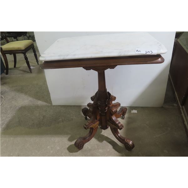 Eastlake Marble-Top Pedestal Stand, Approx. 30" x 23" x 15"