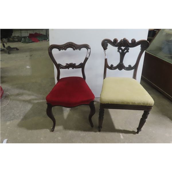 Two Antique Carved Back Chairs