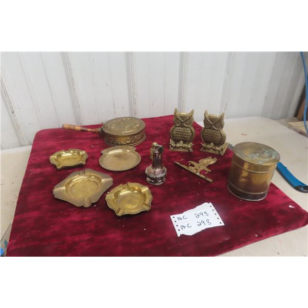 Decorative Brass And Iron Accessories Including Ashtray, Change Dish, Key Hanger and More!