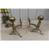 Image 2 : Fireplace Tool Set With Brass Cannon Ball And Irons