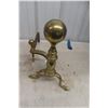 Image 3 : Fireplace Tool Set With Brass Cannon Ball And Irons