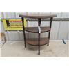 Image 1 : Walnut Three-Tier Half-Moon Stand, Approx. 24" x 22" x 11"
