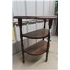 Image 3 : Walnut Three-Tier Half-Moon Stand, Approx. 24" x 22" x 11"