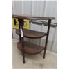 Image 4 : Walnut Three-Tier Half-Moon Stand, Approx. 24" x 22" x 11"