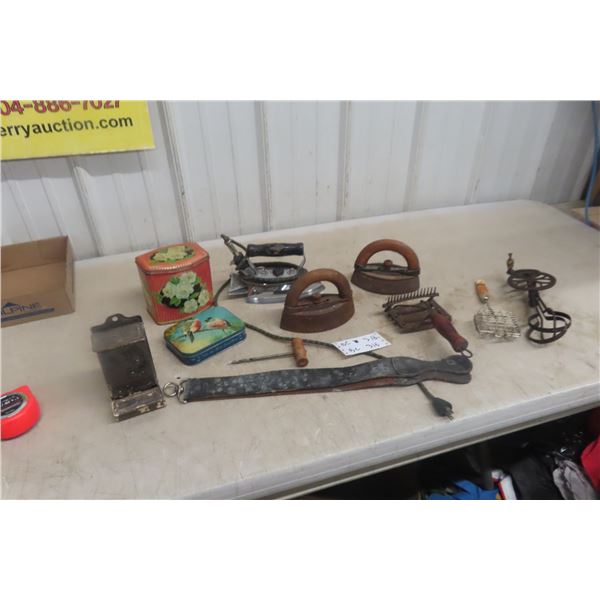 Match Dispenser, Iron Shoving Stick, Old K Utensils