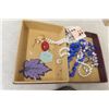 Image 8 : Portable Tri-Fold Mirror With Thistle Paperweight And Costume Jewelry, And More