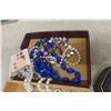 Image 9 : Portable Tri-Fold Mirror With Thistle Paperweight And Costume Jewelry, And More