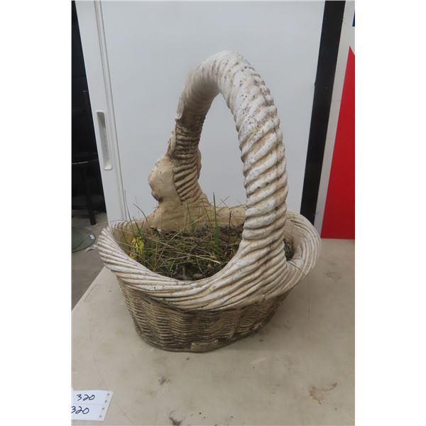 Cement Basket Planter, Approx. 22" x 18" x 14"