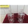 Image 1 : Two Crystal Glass Candlesticks With Prisms, Approx. 10" Tall