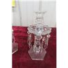 Image 3 : Two Crystal Glass Candlesticks With Prisms, Approx. 10" Tall