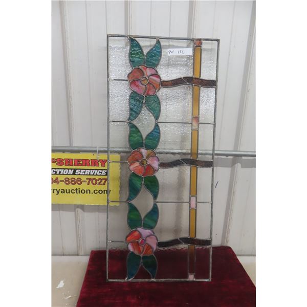 Stained Glass Panel With Multicolor Design, Approx. 16" x 36"