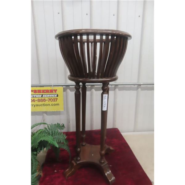 Walnut Fern Stand, Approx. 32" High With 16" Diameter Top