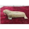 Image 1 : Serpentine Stone Walrus With Tusks, Signed E. Ulayuk, Dated 1983, Measures 7" x 3 1/4"
