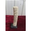 Image 1 : Bone Carved in Relief, With Igloo, Ulu, and Teepee Motifs on Soapstone Base