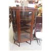 Image 1 : Oak China Cabinet With Curved Glass, Top Shelf Back Stop
