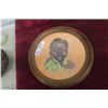 Image 1 : Black Americana Framed Pastel Portrait, Measures 13" Diameter