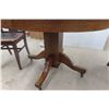 Image 4 : Round Oak Dining Table With Four Chairs, Including One Captain’s Chair - Height 30", Diameter 42"