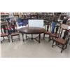 Image 1 : Walnut Dining Table With Six Chairs, Including One Captain’s Chair - 29" x 62" x 47"