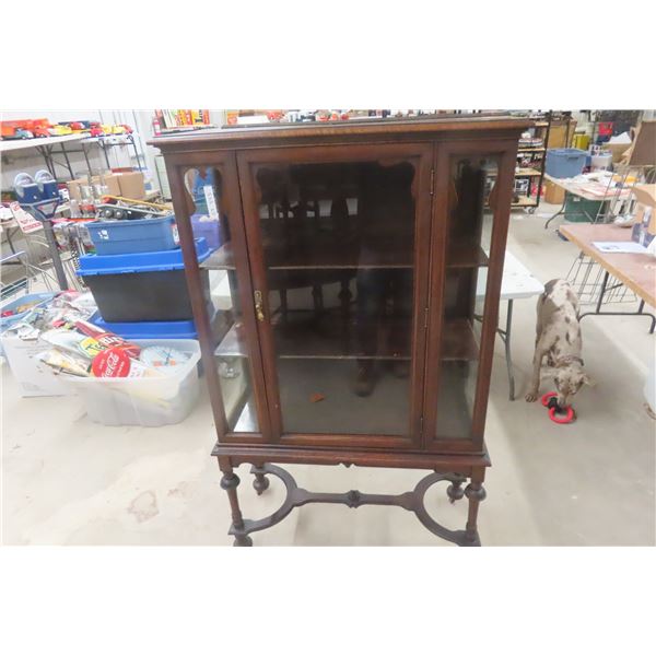 Walnut Display Cabinet With Two Interior Shelves
