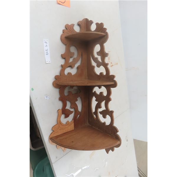 Late 1800s Wooden Corner Shelf - 31" x 11" x 11"
