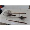 Image 1 : Antique Fishing Rod And Reel With Net And Gaff Hook