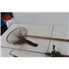 Image 7 : Antique Fishing Rod And Reel With Net And Gaff Hook