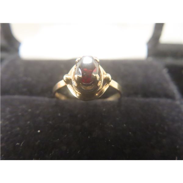 10k Gold Garnet Ring, Size 5 1/2, Total Weight 1.2 Grams