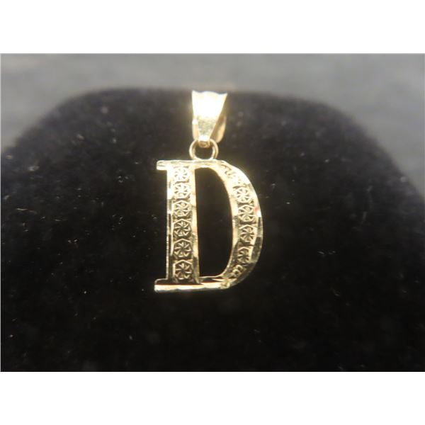 10k Gold "D" Letter Pendant, Total Weight 0.53 Grams