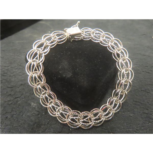 Sterling Silver Bracelet, 7 1/2" Length, Total Weight 14.5 Grams